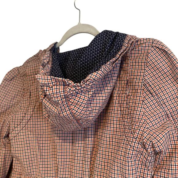 Womens Roxy White Pink Checked Preppy Hooded Full Zip Light Jacket Size Large - Picture 6 of 16